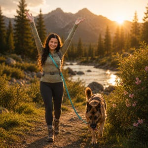Hands free Biothane® leash, adjustable cross body dog leash, 3/4'' multipurpose vegan leather, waterproof two tone,cute durable heavy duty