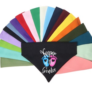 Pregnancy announcement dog bandana, keeper of the gender, gender reveal dog bandana over the collar, baby announcement, new baby is coming