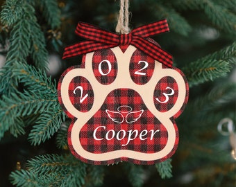 Paw print memorial ornament,personalized dog memorial gift,dog remembrance ornament,custom pet name,in memory dog ornament,animal lover gift