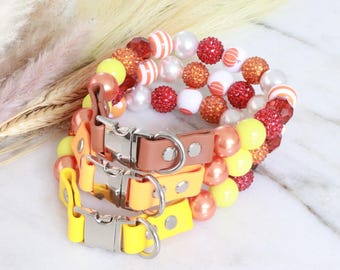 Beaded fall dog collar, pumpkin dog necklace, durable waterproof, pup collar for girls,heavy duty thanksgiving bead collar,dog grateful gift