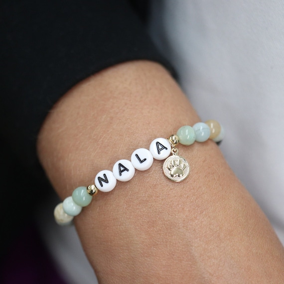 Pet Memorial Name Bracelet Dog Name Stone Bracelet Custom Beaded Dog Name Bracelet Memorial Pet Jewelry Bone Bracelet Animal Lover Gift Etsy