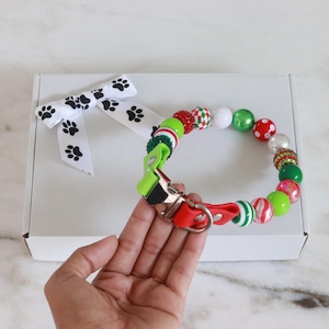 Christmas beaded dog collar,fancy cat necklace,waterproof dog collar,cute holiday season collar,girl dog necklace outfit,durable heavy duty