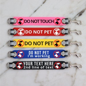 Custom Leash Wrap,Do not pet,double sided warning sign,durable dog leash sleeve,vegan leather,heavy duty waterproof,medical condition talker
