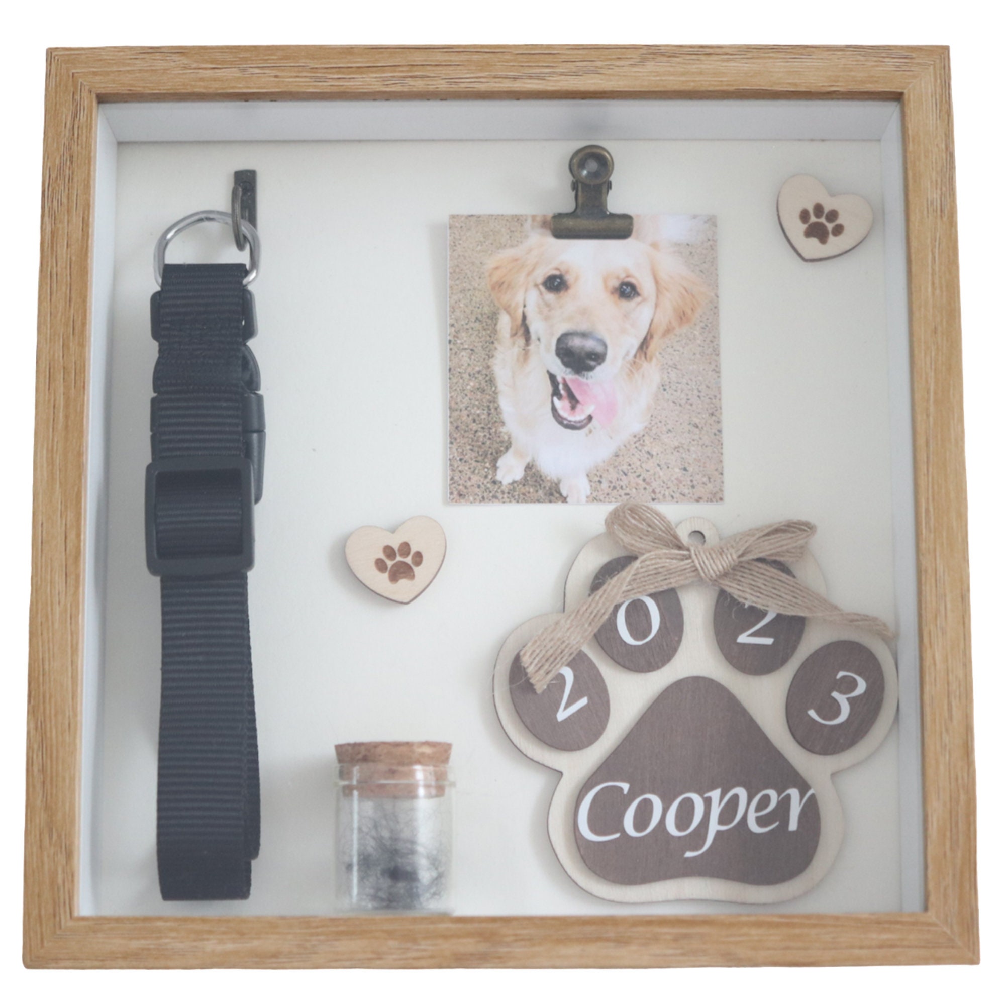 Hundehalsband-Gedenkrahmen Mit Pfotenabdruck – Beileidsgeschenk Bei Haustierverlust, 22,9x22,9 Cm