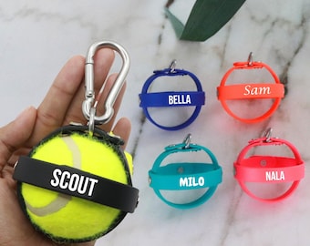 Dog ball holder,custom name dog accessories,leash attachment,fetch ball for dogs, interactive toy,toy to play outside,fun tennis ball keeper