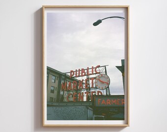 Seattle Public Market Center Print | Digital Photography Print | Seattle, WA | Public Market Center | Instant Download | Seattle Washington