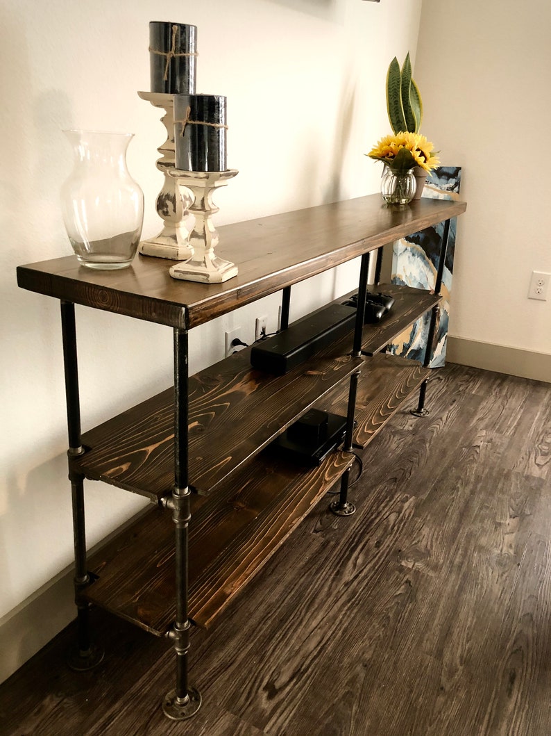 Modern Rustic industrial Pipe TV Stand // Entertainment System Etsy