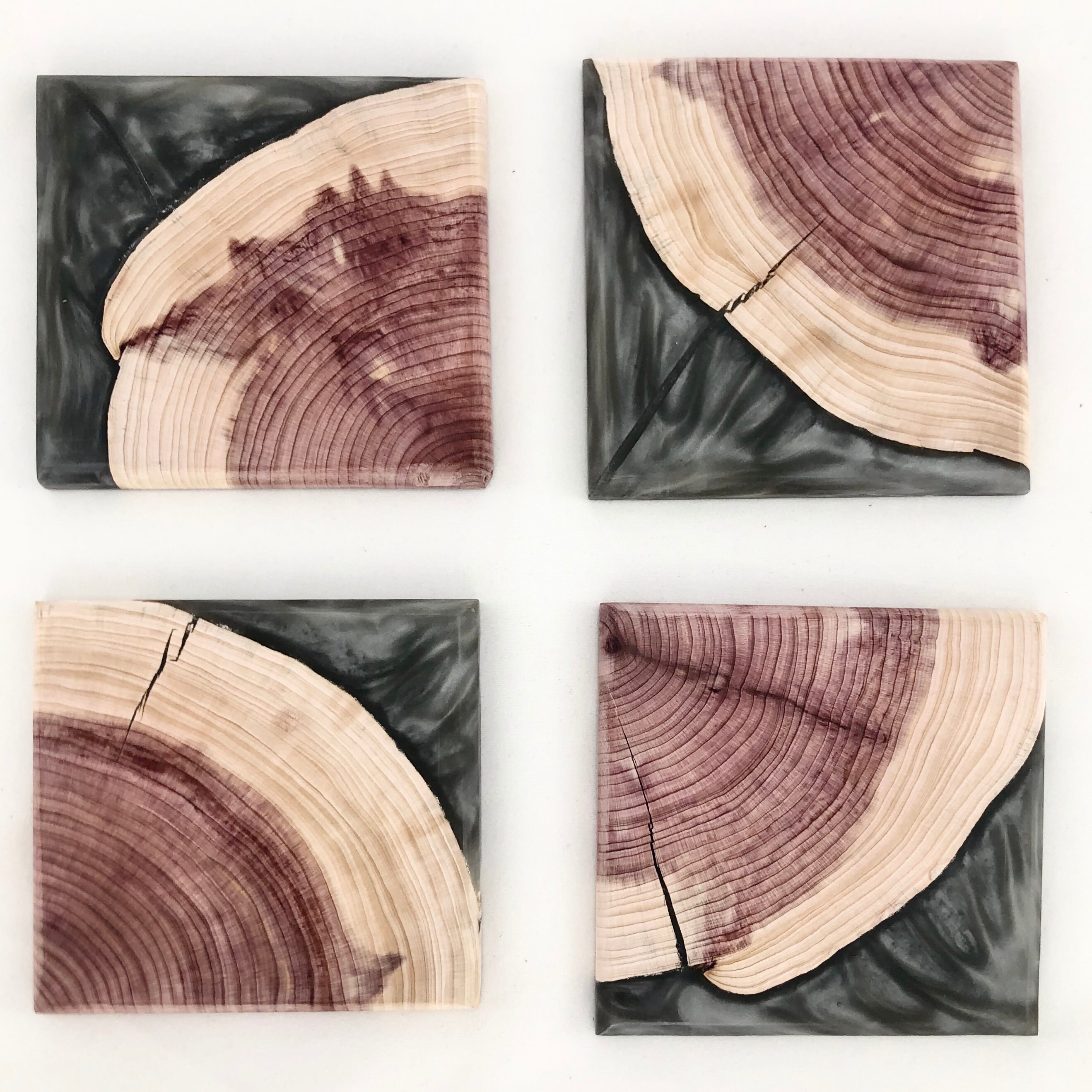 Download Epoxy Resin and Cedar wood live edge River Coasters (set of 4, Charcoal color)