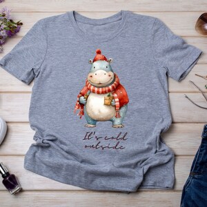 Christmas Hippo Clipart, Christmas Hippo Png, Sublimation Design, Baby