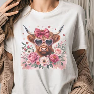 Highland Cow Png, Valentine Coquette Png, Valentine&#39;s Day, Retro Valentine Png, Valentine Heart Png, Love Png, Sublimation Designs