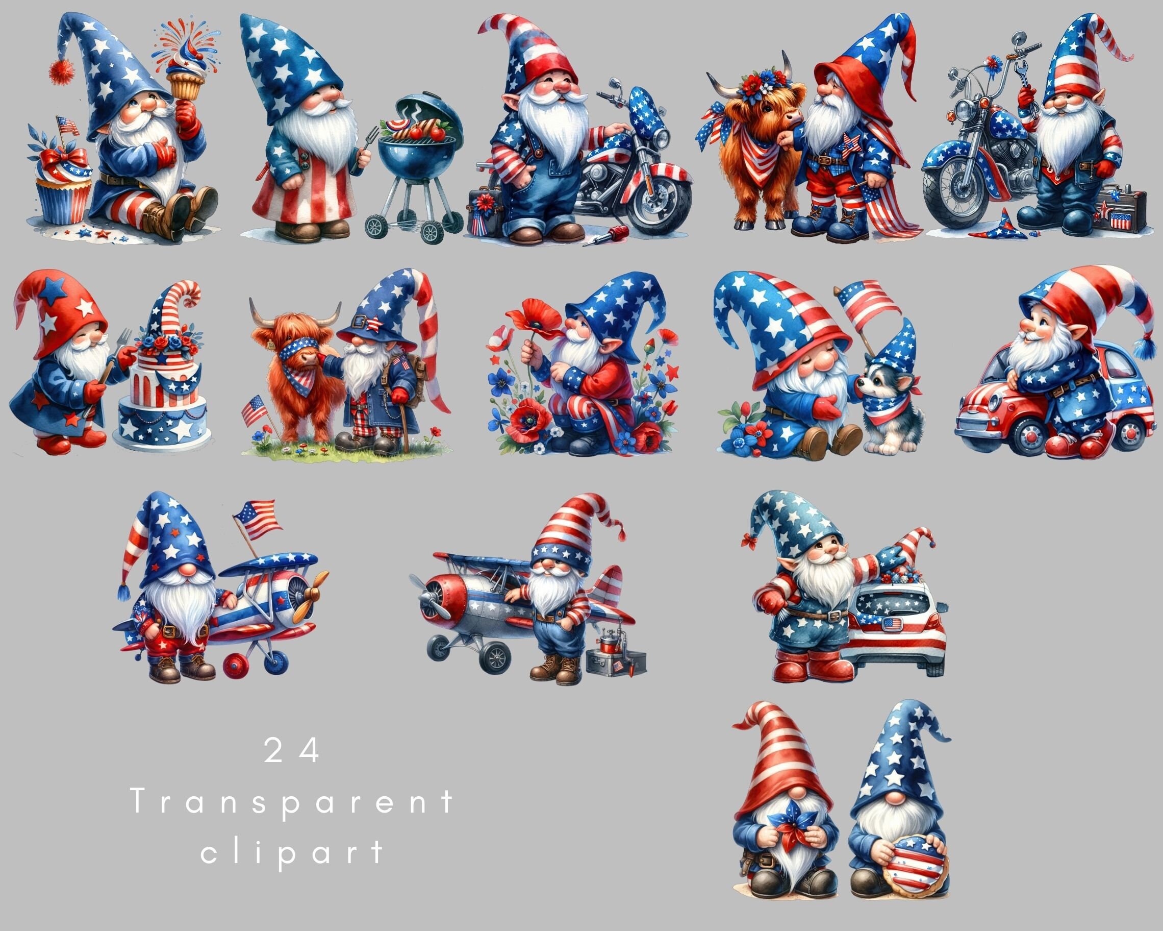 Patriotic Gnome Png, Memorial Day Gnome Png, Fourth of July Gnome PNG ...