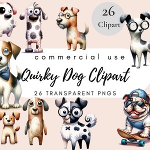 Schrulligen Hund Clipart, schrulligen lustigen Clipart, schrulligen Clipart Aquarell, Aquarell schrulligen Hunde Clipart, Aquarell schrulligen Tier Clipart