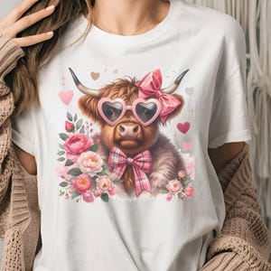 Highland Cow Png, Valentine Coquette Png, Valentine&#39;s Day, Retro Valentine Png, Valentine Heart Png, Love Png, Sublimation Designs