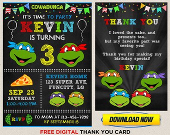 Turtle Invitation Etsy