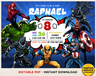 Avengers Birthday Invitation Etsy