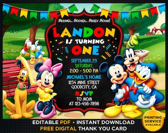 Mickey Mouse Invitation Template Etsy