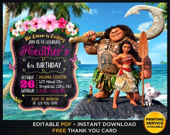 Moana Invitation Etsy
