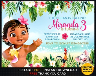 Custom Moana Invite Etsy