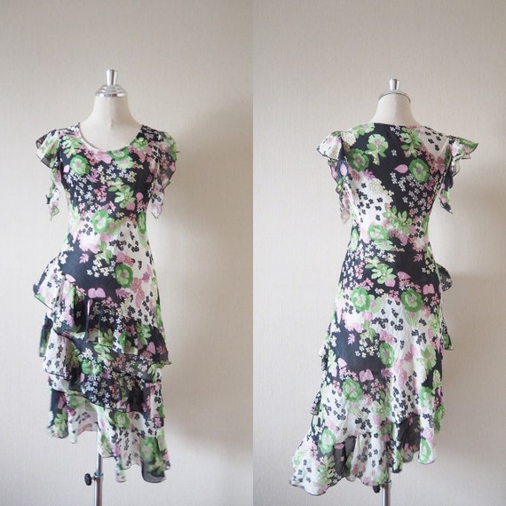 ruffles floral print chiffon