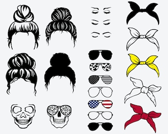 Messy Bun SVG Bundle, Mom Life Designs (SVG, PNG)
