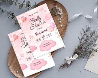 Baby Shower Invitation, Boho Bear Baby Shower Invitation, Editable Canva Invitation, Instant Download
