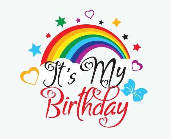 Download It S My Birthday Girl Rainbow Bow Svg Clipart Ponytail Etsy