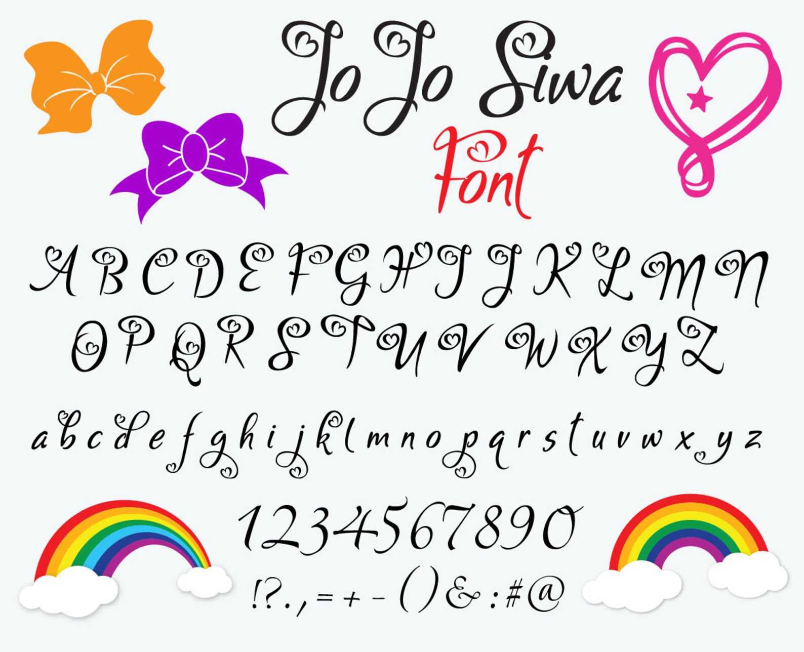 Jojo Siwa Alphabet SVG Letters Symbols Rainbow Numbers Bow SVG Etsy