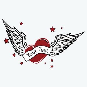 Corazón con alas Svg corazón svg alas svg corazón alas svg Día de San Valentín Svg Alas de ángel svg Recién nacido svg