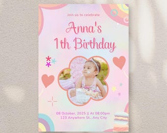 Wildflower Garden Birthday Invitation: Editable Floral Canva Template (Digital Download)