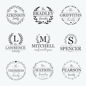 Monograma familiar SVG, emblema familiar SVG, signo familiar SVG, nombre familiar SVG, paquete