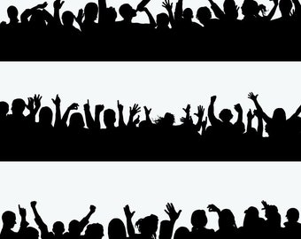 Dancing Crowd Silhouette SVG, Party People Clipart (SVG & PNG)