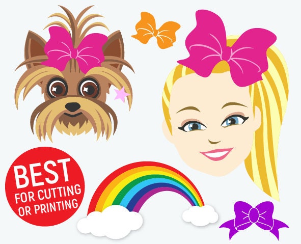 Girl Dog Rainbow Bow SVG Clipart Ponytail birthday design cut file cr…