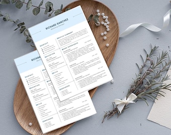 Resume Template Canva with Cover Letter, 1 Page Cv Template Canva + 2 page resume for Canva, Minimalist Resume Professional Cv with photo