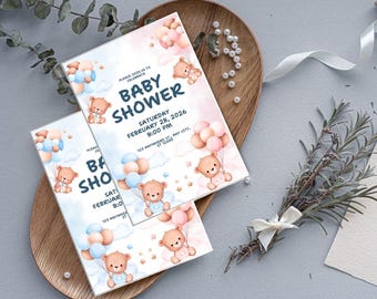 Editable Baby in Bloom Baby Shower Invitation, Wildflower Baby Shower Invite, Pink Spring Flowers Baby Shower Invitation, Canva Template