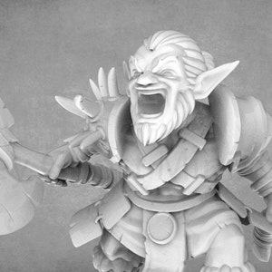 Gnome Barbarian Miniature: Resin DnD Mini