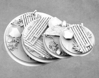Bamboo Forest Miniature Bases: Resin Garden Battleground - Cobramode