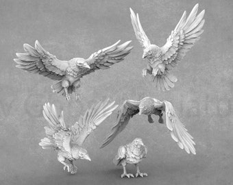 Crow / Raven Miniatures | 32mm Ravens | White Werewolf Tavern