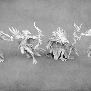 Set of Aarakocra Miniatures | 28mm Aarakocra | 32mm Aarakocra | Great Grimoire