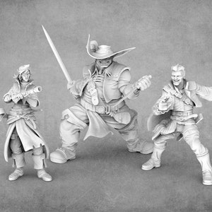Resin Pirate Miniatures: STL Male & Female Pirate Figures