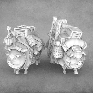 Pack Pigs! Unique beasts of burden | 28mm Miniature | 32mm Miniature | Rocket Pig Games