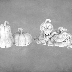 Fun set of Pumpkin Mimics | Mimic Miniature | White Werewolf Tavern