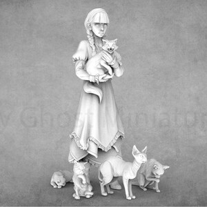 Matilda the Cat Lady | Arcanist Miniatures | Cat Summoner Miniatures | Great Grimoire