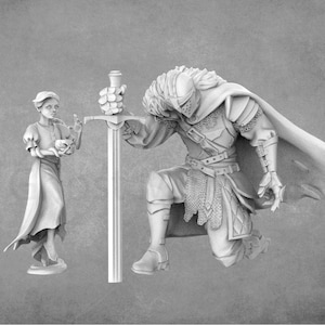 Mildred & The Knight Diorama | 28mm Miniature | 32mm Miniature | Great Grimoire