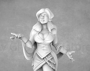 Selena, Female Warlock Miniature with Imp, Bite The Bullet