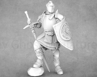 Resin Crusader Knight Miniature | 28-75mm Scale, Great Grimoire