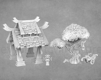 Night Elf Resin Terrain Set: 28mm/35mm Fantasy Town Diorama