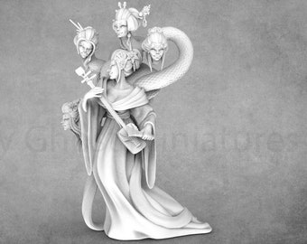 Yamata Medusa Miniature Model, Great Grimoire Fantasy Resin Print