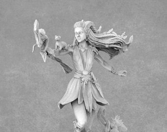 Lesika Light-eyed, Forest Elf Druid Miniature | 32mm Druid | 32mm Shapeshifter | White Werewolf Tavern