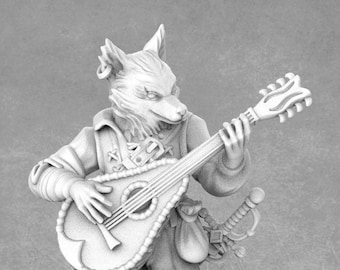 Kitsune Bard Miniature: Fox Folk RPG - Galaad Miniatures