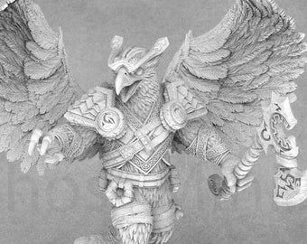 Airo Skycrusher / El Skyborn de Aquila / Birdfolk Miniatura / 28mm / 32mm / 54mm / 75mm / Miniaturas Daybreak